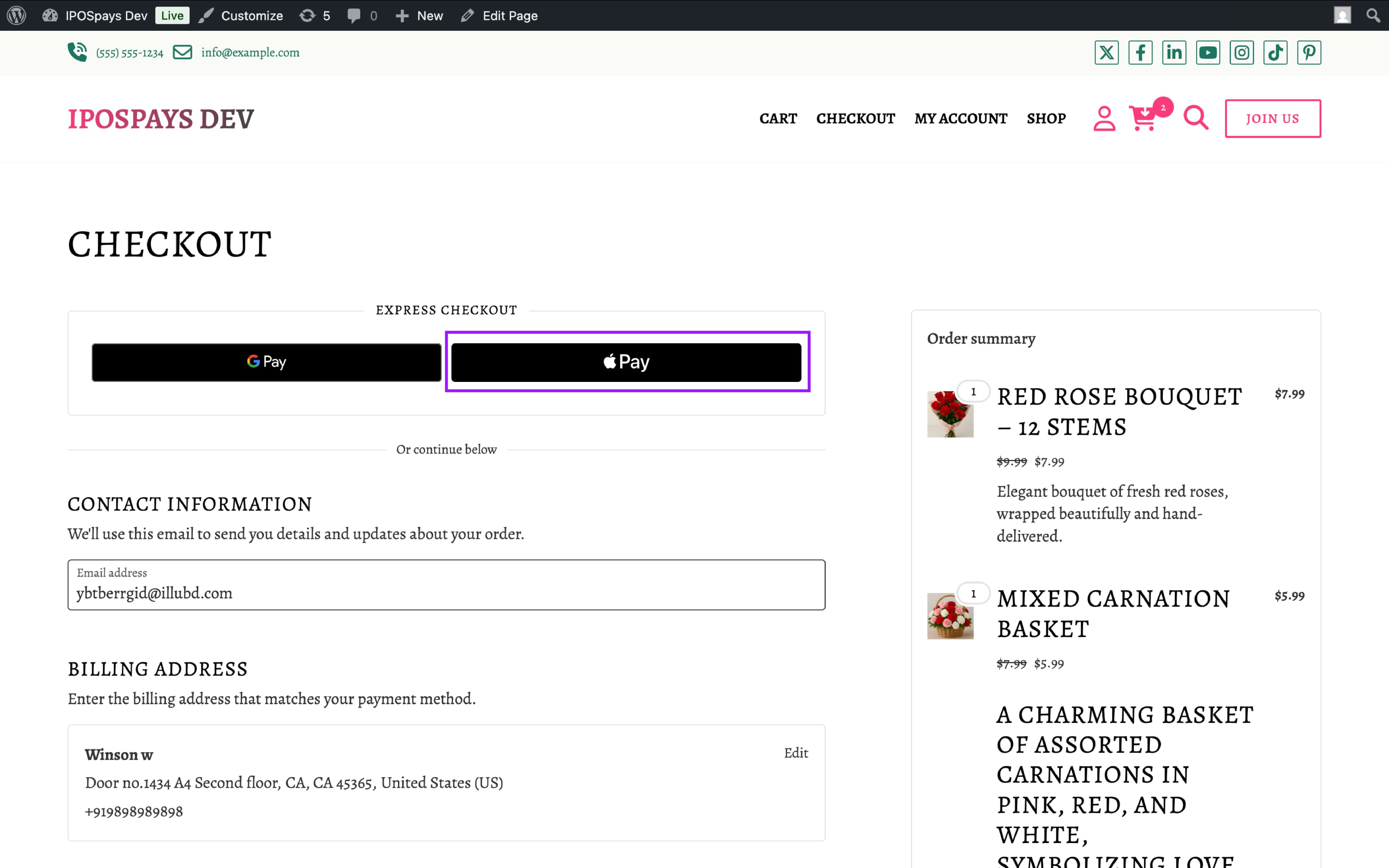 Demo checkout page
